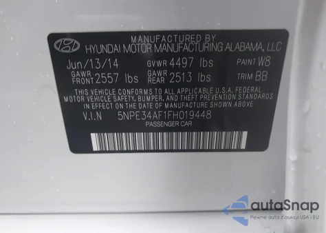 2015 Hyundai Sonata Limited z USA, uszkodzony, nr VIN 5NPE34AF1FH019448